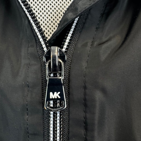 Michael Michael Kors Womens Black Logo Tape Hooded Windbreaker Jacket Small - Picture 13 of 16